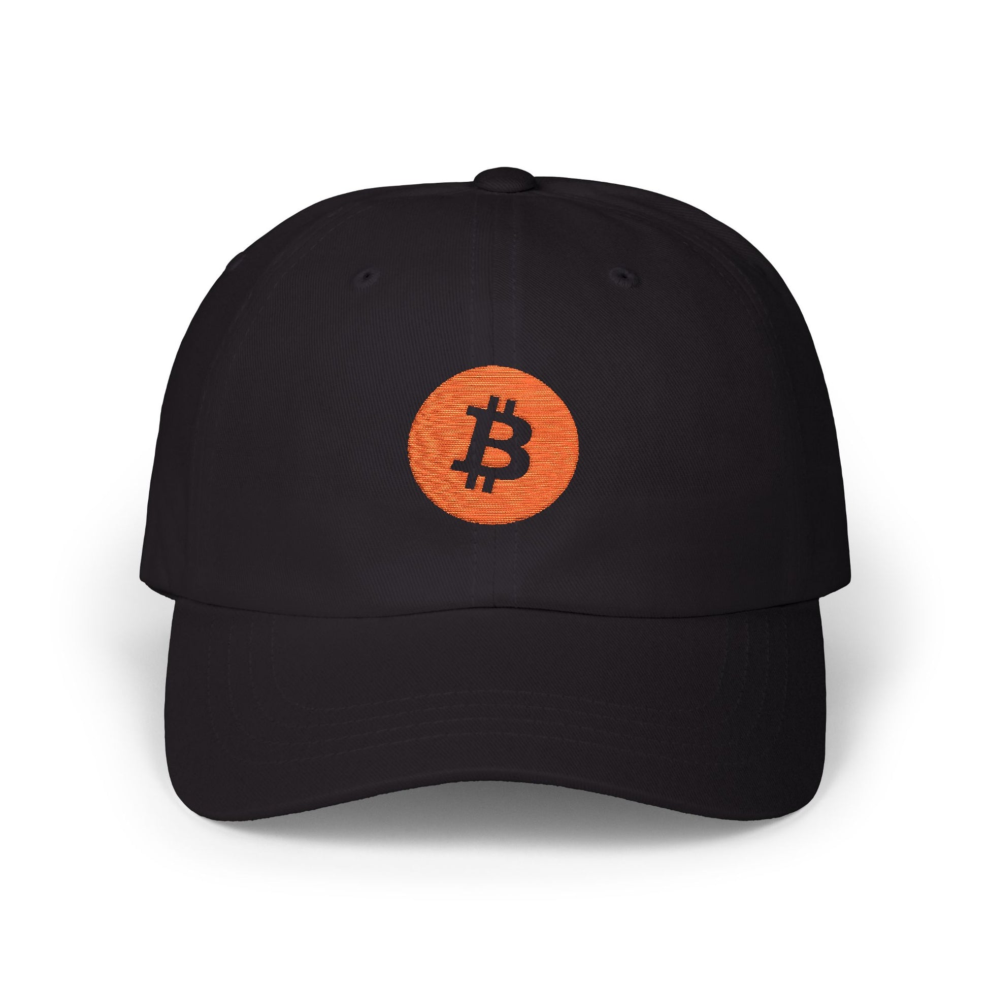 Dad hat with embroidered Bitcoin logo – minimalist crypto headwear by HODL Haus