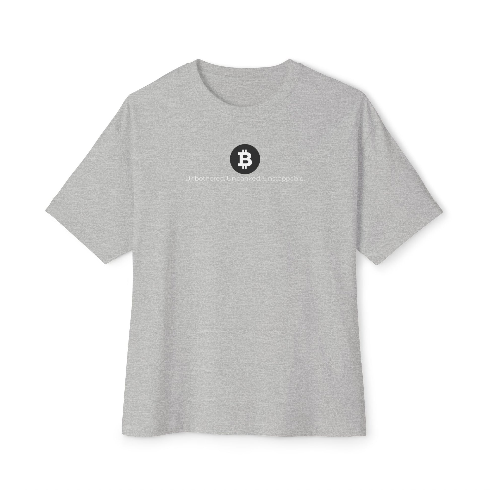 Bitcoin Unbothered. Unbanked. Unstoppable logo T-shirt by HODL Haus