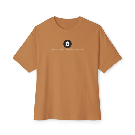 Bitcoin Unbothered. Unbanked. Unstoppable logo T-shirt by HODL Haus